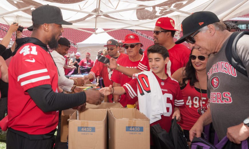 The 49ers Picnic On The Field featured a NFL 100th anniversary celebration. The 49ers and the NFL are celebrating Huddle for 100.