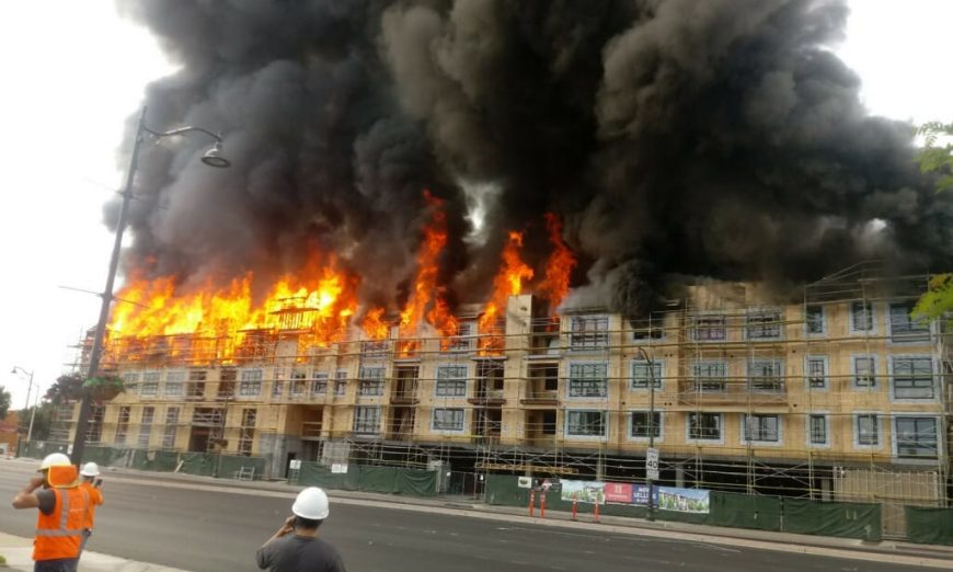 One person was injured in the huge fire on the corner of El Camino Real and Scott Boulvard. It was to be the future site of the Anantara Villas.