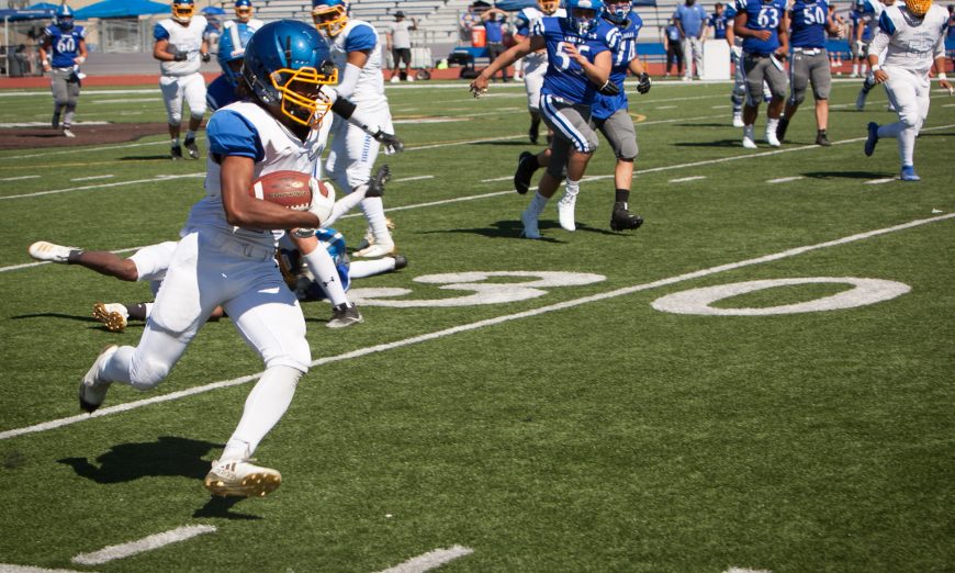 The Santa Clara Bruins had a Blowout win against the Los Altos Eagles. Bruins football players Joseph Hernandez and Bailey Mungaray made big plays.