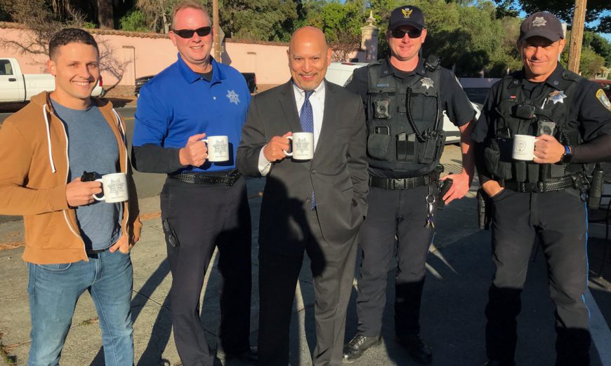 Last week was National Coffee with A Cop Day. Deputy District Attorney Johnny Gogo and Santa Clara Police Department officers took part.