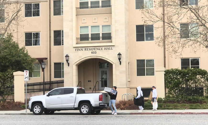 Santa Clara University students have to move out of their on campus housing due to a COVID-19 case. They also are told to prepare for Online Classes.