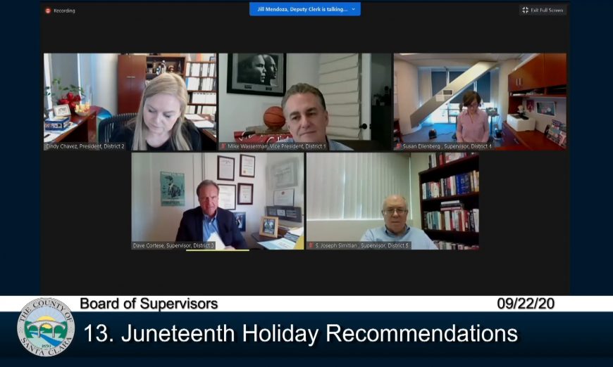 The Santa Clara County Board of Supervisors have voted to make Juneteenth a paid county holiday. Juneteenth is on June 19.