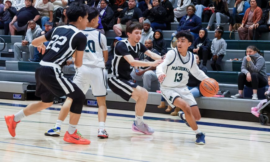 The MacDonald Condors beat the KIPP in San Jose 56-34 on Feb. 22 to claim the school's first ever CCS playoff win in boys' basketball.