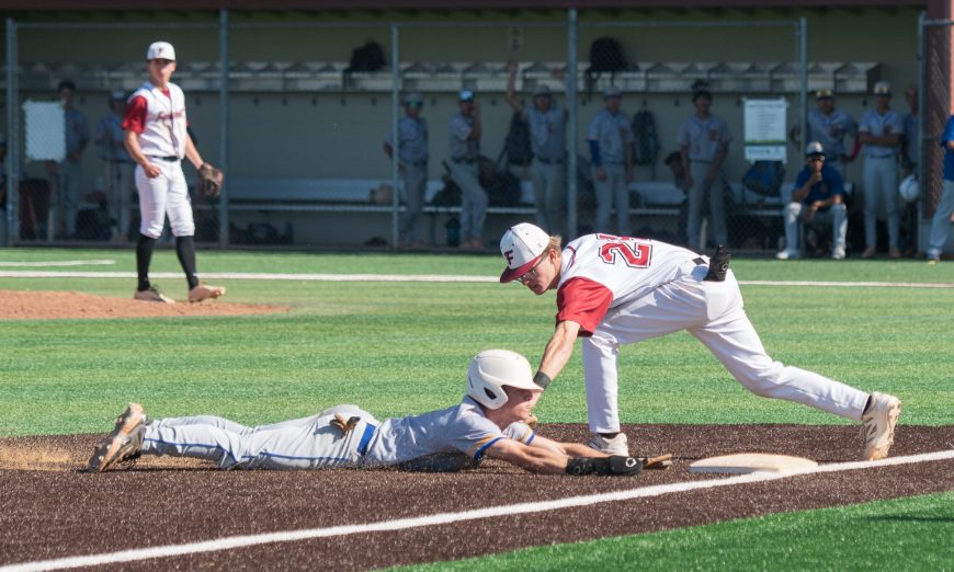 The Santa Clara Bruins baseball team beat the Fremont Firebirds 5-1 on May 6 to take over first place in the El Camino Division.