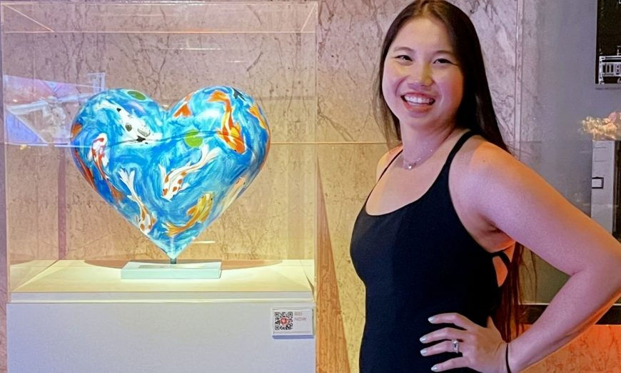 Santa Clara artist Margaret Luo was one of 22 artists who created a heart for the annual fundraiser for San Francisco General Hospital.