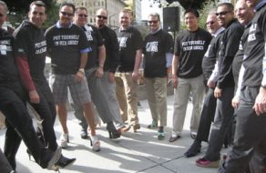 Guys Roll Up Pant Legs and Hobble a Mile in Her Shoes