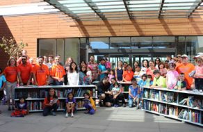 Community Gathers for Milk Crate Library Opening