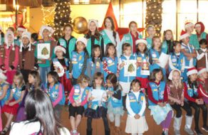 Santa Clara Girl Scouts Go Caroling at Santana Row