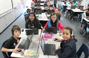 Fifth Graders at Laurelwood School Practice Computer Programming During the Hour of Code