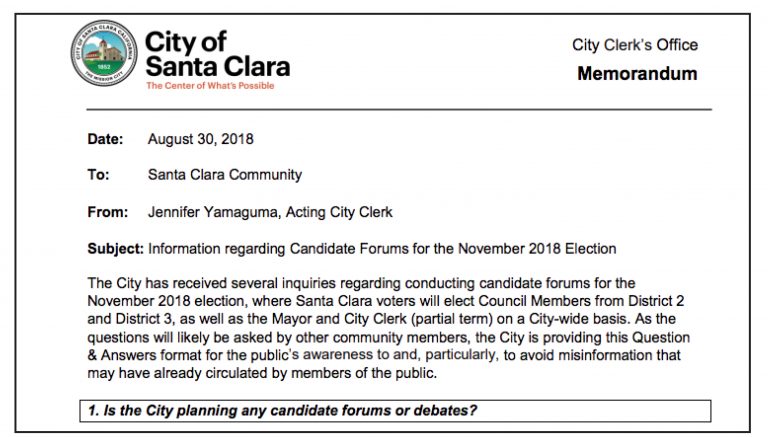 Unraveling Santa Clara City Hall’s “Clarifications” About Candidate Forums
