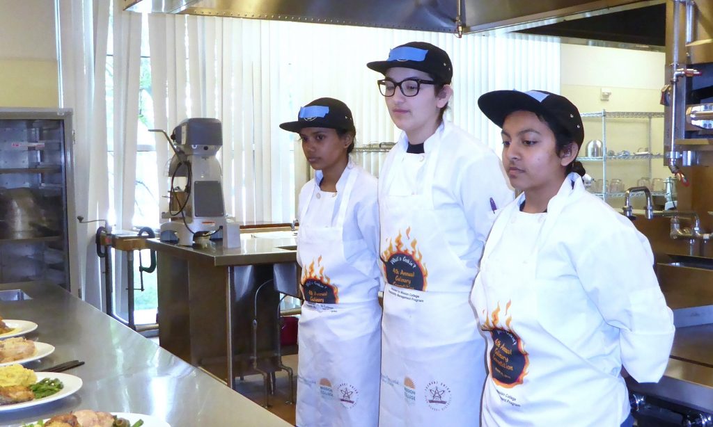 Mission College Hospitality Program, Hats Off to Student Chefs at Mission College's 2019 What's Cookin'? Competition Wilcox team Caitlin, Gurkirat and Janki, Mission College's 2019 What's Cookin'? Competition