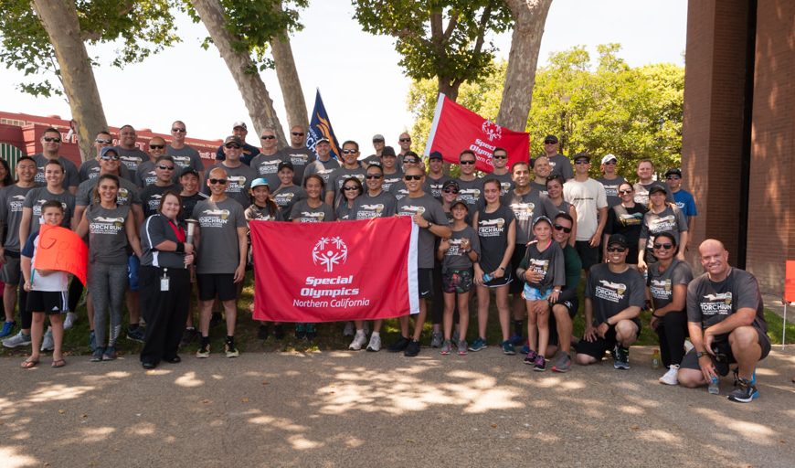 Santa Clara Police Department and Sunnyvale Department of Public Safety both participated in the Torch Run to get the Flame of Hope to the Special Olympics.