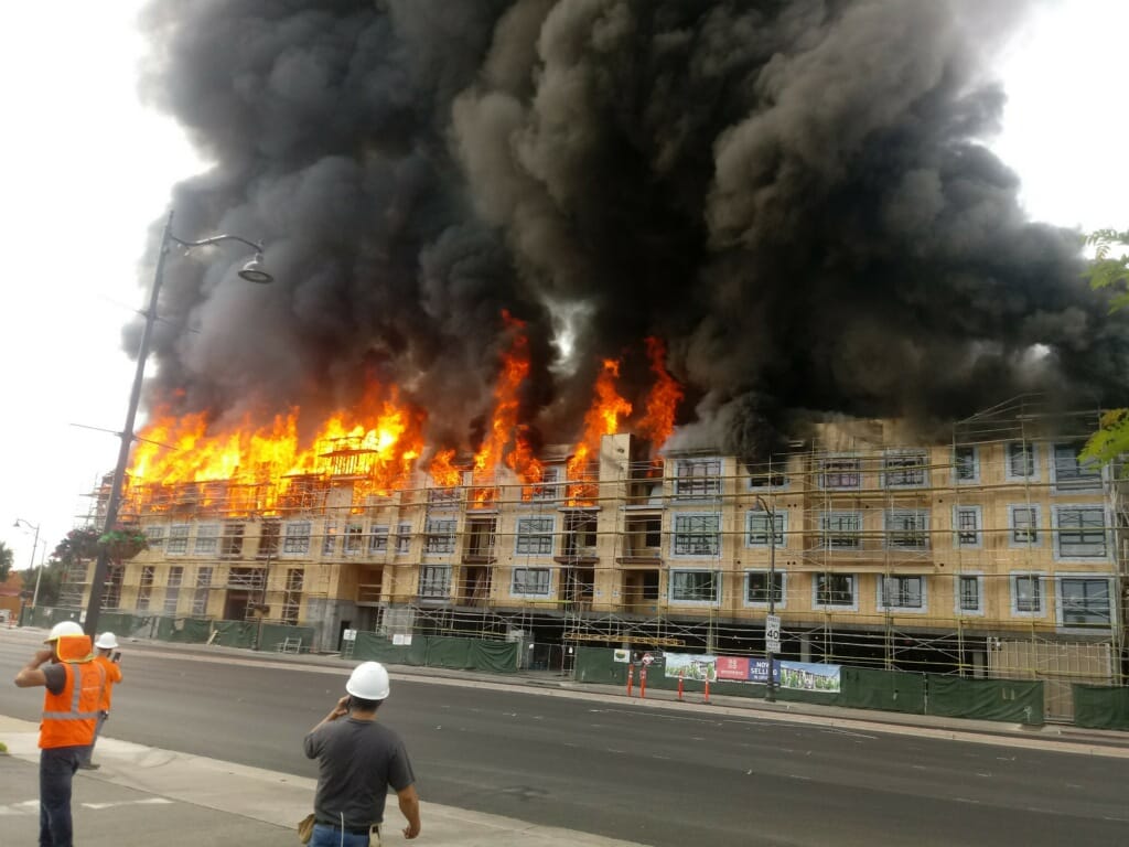 One person was injured in the huge fire on the corner of El Camino Real and Scott Boulvard. It was to be the future site of the Anantara Villas.