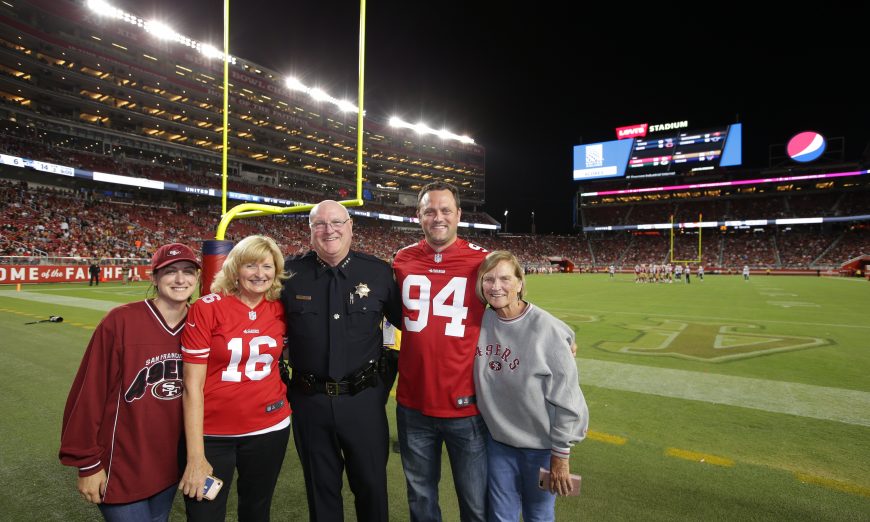 Santa Clara Police Chief Mike Sellers was named Hometown Hero at the recent San Francisco 49ers preseason game against the Los Angeles Chargers.