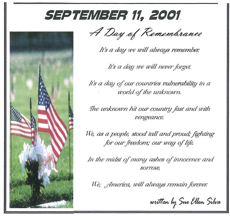 September 11, 2001: A Day of Remembrance – A Poem By Sue Ellen Silva
