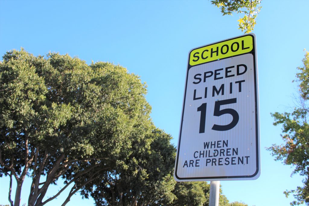 There is now a 15 Miles per hour speed limit around Sunnyvale's public schools which children are present.