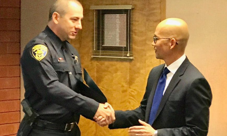 Sunnyvale DPS Officer Stephen Cronin was at the right place at the right time when he helped someone during a medical emergency in Ireland.