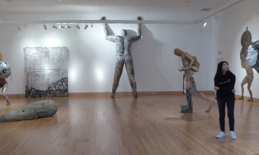 Triton Museum's new solo sculpture exhibit is Wandering in the White Wilderness/Maleza Blanca by Hector Dionicio Mendoza.