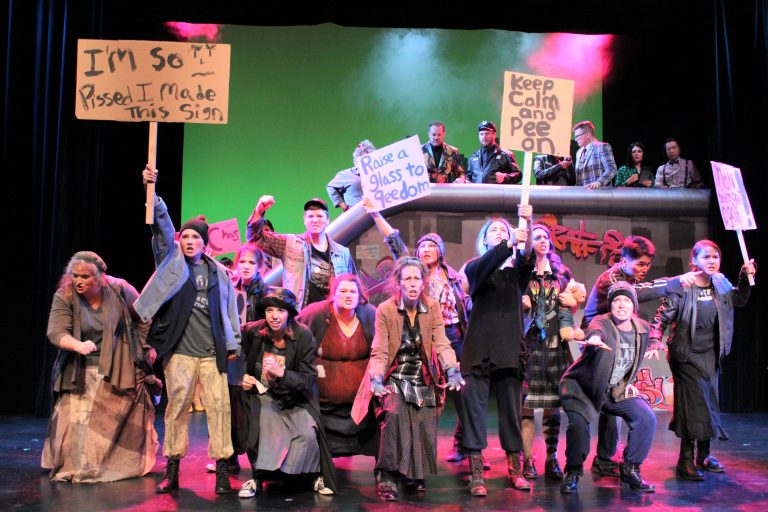 “It’s a Privilege to Pee” in Sunnyvale Community Players’ “Urinetown”