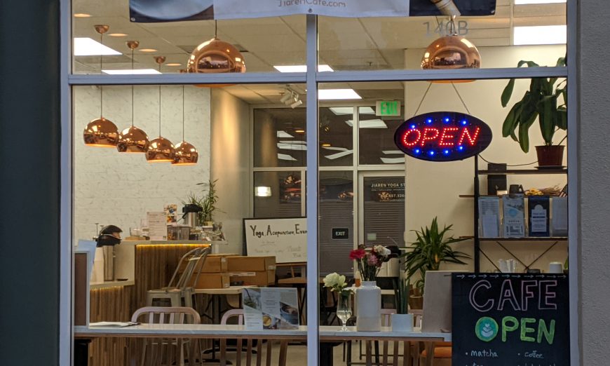 Jaden Zhao has a sucessful yoga studio and now has a cafe. Jiaren Cafe is now open for business at Franklin Square in Santa Clara.