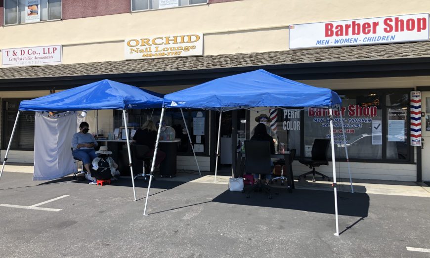Hairstylists and nail salons are stuggling with new COVID-19 health orderes. Many have moved operations outdoors since indoor operations are not allowed.