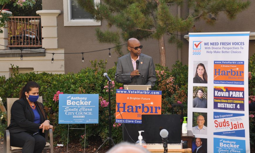 Santa Clara election cadidates Harbir Bhatia, Kevin Park, Suds Jain, and Anthony Becker came together to end the Cycle of Discrimination in City Council.