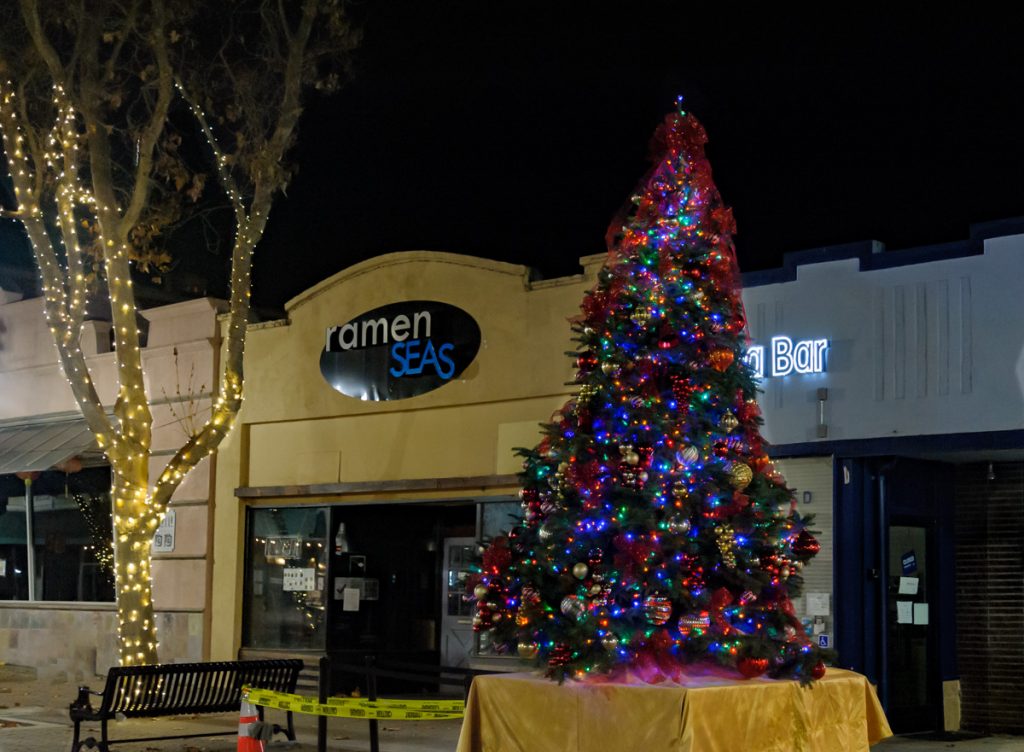 Tree Lighting events were canceled in Santa Clara and Sunnyvale but the holiday spirit is still alive. The trees are lit and on display.