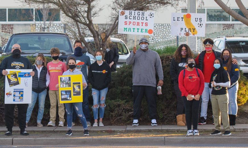 Let Them Play Rallies popped up around California. Familes held these rallies to show their support for allowing high school sports to play.