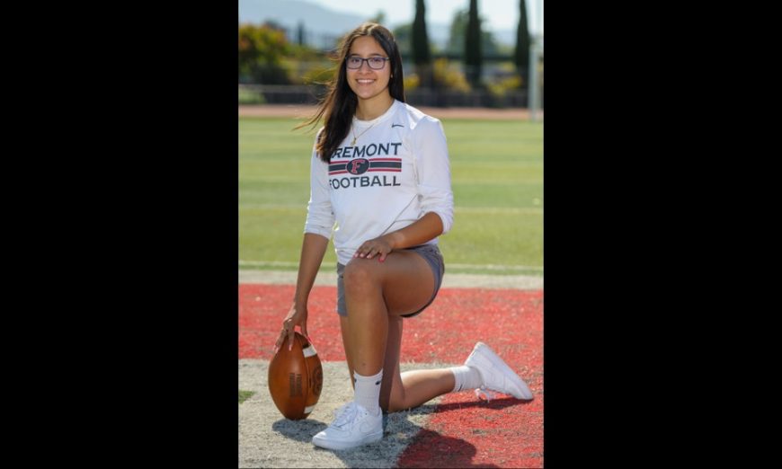 Fremont Firebirds football team has a gem, Tanvi Wadhawan. The only girl on the team. Tanvi is a junior on the varsity team.