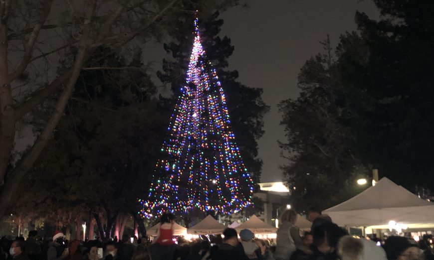 Hundreds of people turned out for Santa Clara's tree lighting at Central Park. The event included a snow park, crafts and teddy bears.