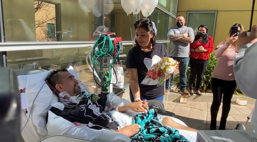 Ramses Rios and Laura Villasenor finally got the opportunity to say "I do" thanks to the Intensive Care Unit staff at Kaiser Permanente Santa Clara.