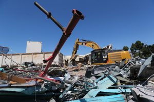 VTA has demolished Building B at the Guadalupe Light Rail Yard in San Jose, the site of the tragic shooting on May 26, 2021 that killed nine employees.
