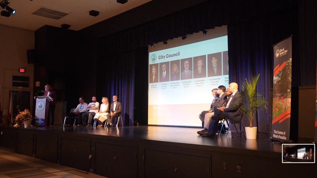 Santa Clara Mayor Lisa Gillmor talked about the City's accomplishments during COVID, work by the Homelessness Task Force during 2022 State of the City.