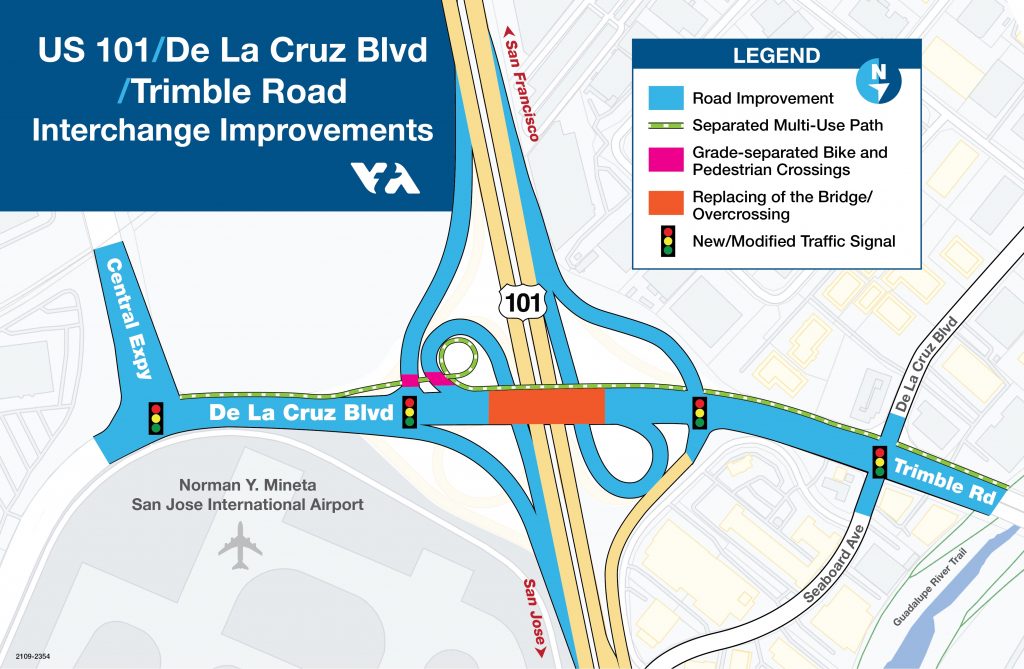 The VTA has completed one phase of a multi-phase project to improve the traffic around Highway 101, De La Cruz Boulevard and Trimble Road.