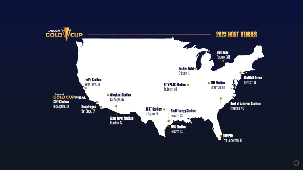 Levi's Stadium was one of 15 locations selected as a host city for the 2023 Concacaf Gold Cup featuring top national men's football teams.