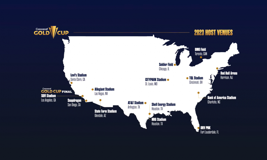 Levi's Stadium was one of 15 locations selected as a host city for the 2023 Concacaf Gold Cup featuring top national men's football teams.