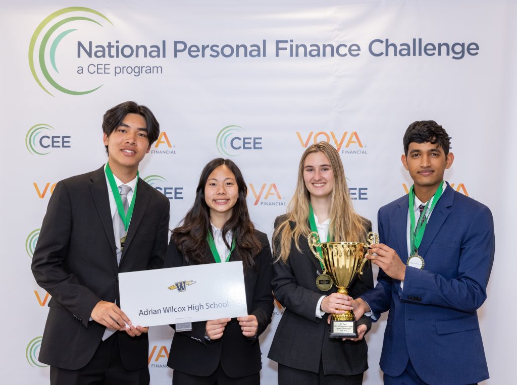 A team from Wilcox High School won Best in America and a cash prize in the annual CEE National Personal Finance Competition.