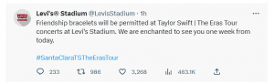 Levi's Stadium Backpedals, Friendship Bracelets ARE Permitted For The Era's  Tour - Bay Country 94.5/92.1