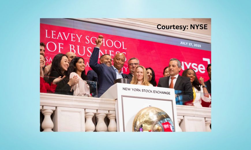 Santa Clara University's Leavey School of Business Dean Ed Grier rang the closing bell on the New York Stock Exchange (NYSE) on July 27.