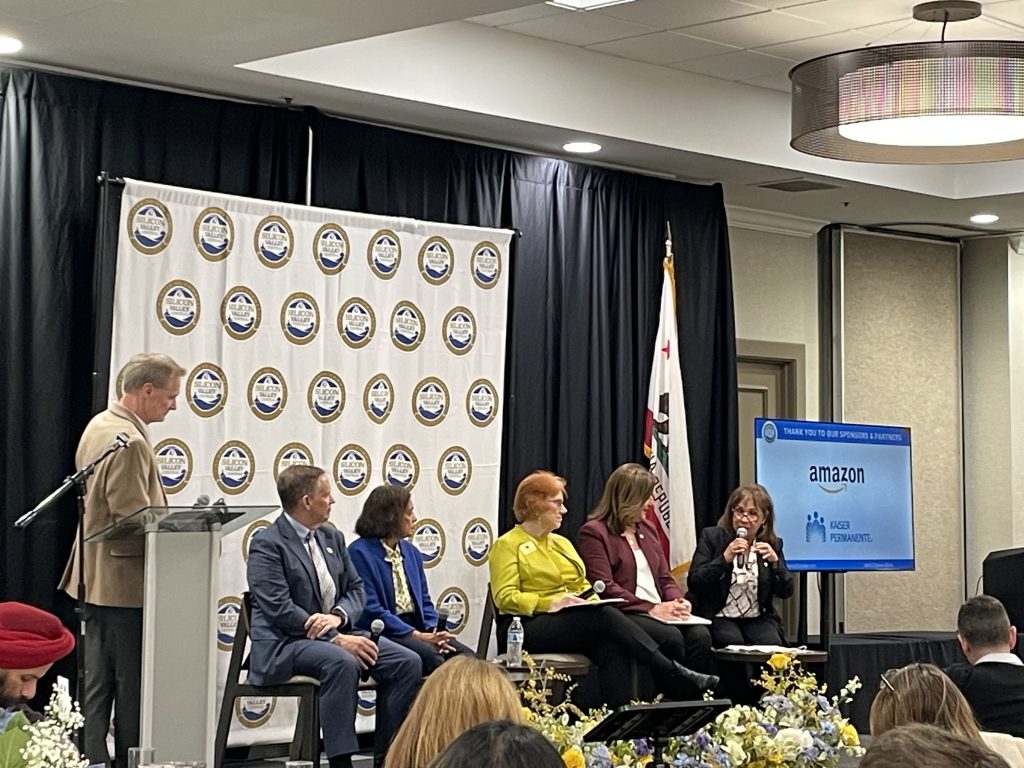 Five of the South Bay's mayors gathered at the Silicon Valley Chamber of Commerce's annual mayor's breakfast in Milpitas to talk about their cities.