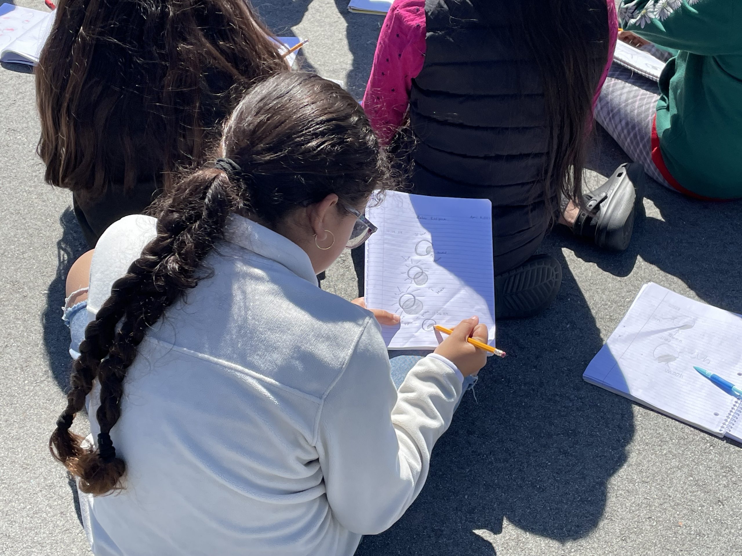 The Sutter Elementary School community gathered on the blacktop Monday, April 8 to view the partial solar eclipse together.