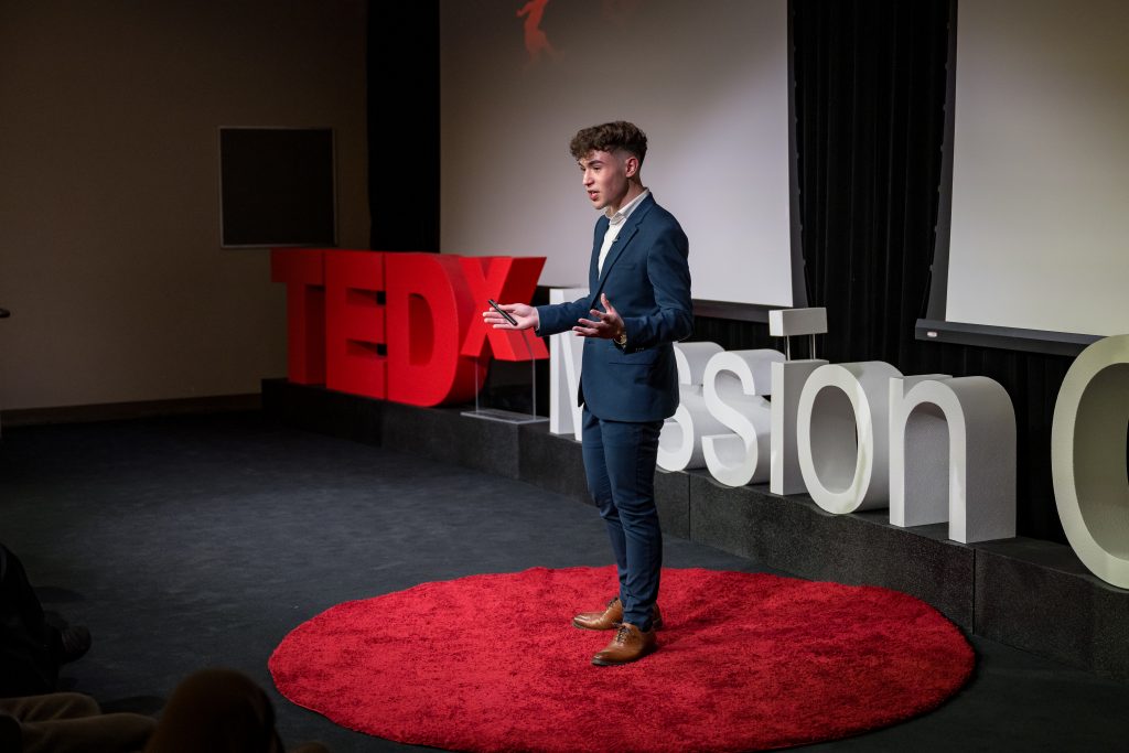 Mission Early College High School student Luis Valdes spoke about his weight loss and the psychology behind it at Mission College's TEDx talk.