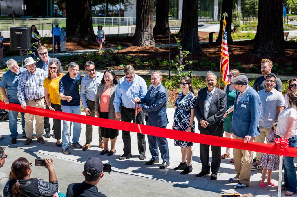 The City of Sunnyvale cut the ribbon on its new Civic Center, phase two of the City's redevelopment of its City Hall and surrounding buildings.