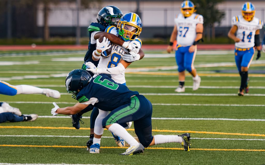 In its first season playing varsity football, the MacDonald Condors lost to district rivals the Santa Clara Bruins 40-0 on Friday night.