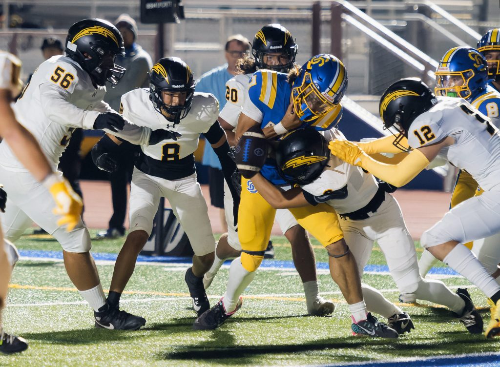 In the annual rivalry game, the Wilcox Chargers football team led by Kai Imahara beat the Santa Clara Bruins by a score of 42-0.