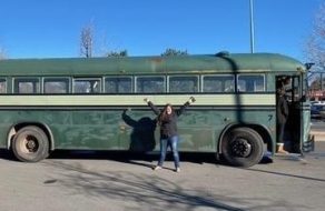 Green Bus Lady Embraces Nomadic Life on Four Wheels