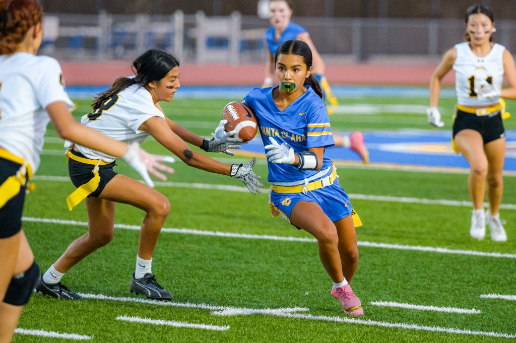 Santa Clara Bruins girls’ flag football secures league title. MVP Aviana Rangel and Head Coach Michelle Bumbaca share season highlights.