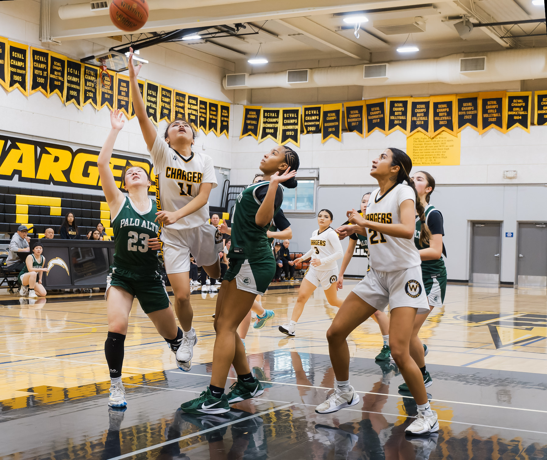 The Chargers beat the Palo Alto Vikings 56-50 in a back-and-forth game that honored the Wilcox High School seniors in front of a home crowd.