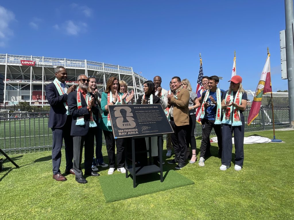 The City of Santa Clara and the Bay Area Host Committee gathered at the Youth Soccer Park to start the countdown to the FIFA World Cup.