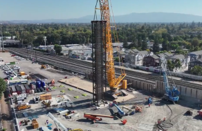 A massive crane has arrived at the Newhall Yard in Santa Clara, marking another step in the BART Silicon Valley Phase II project.